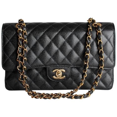 chanel small caviar calfskin classic flap bag blacks|Small classic handbag, Grained calfskin & gold.